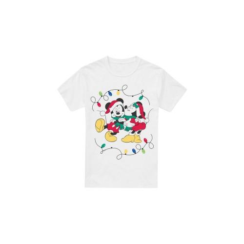 Disney Mens Mickey & Minnie Mouse Kiss Christmas T-Shirt