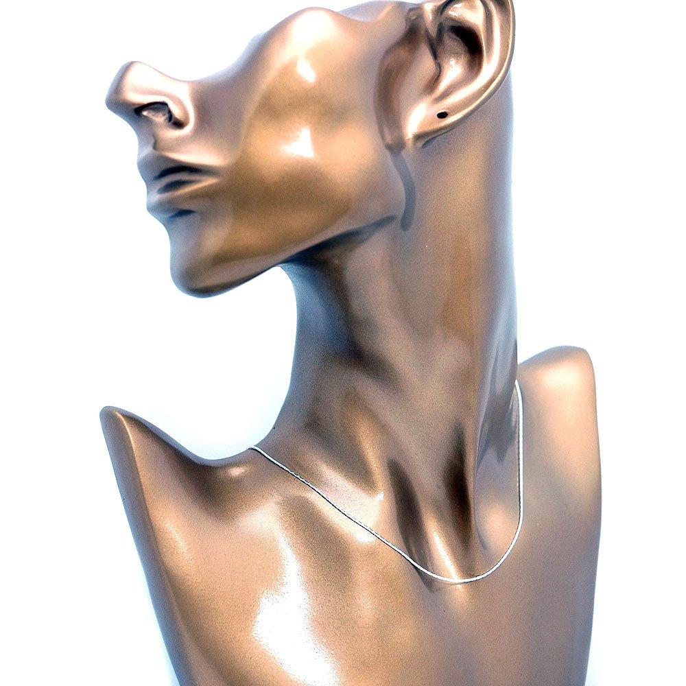 Silver One Italian-Made Silver 925 Swedge Azuki Beading Chain Ultra-Thin Necklace for Men [0.6mm Width, 50cm Length] Square