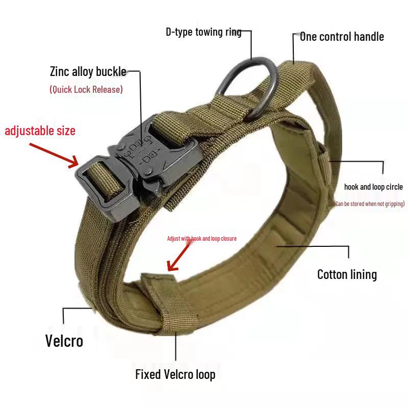 Sturdy Tactical Anti-Escape Dog Collar & Leash for Medium/Large Breeds - Malinois, Golden Retriever, German Shepherd, Hunting Dogs.