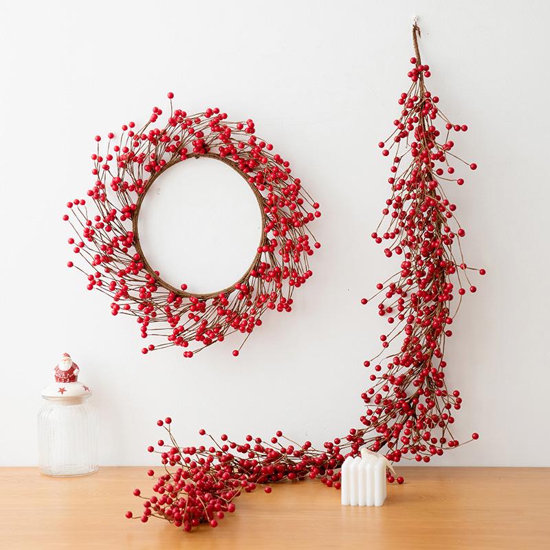 Red Fruit Christmas Vine & Ornament for Window Display