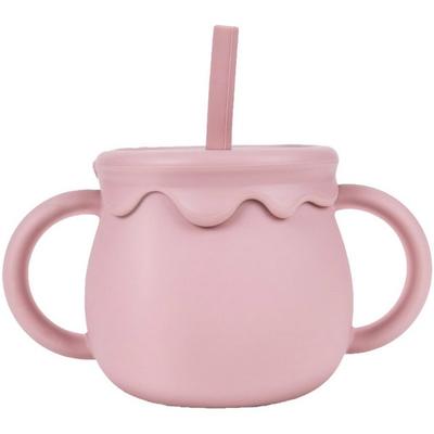 Little Cloud Baby Honey Pot Мульти-силиконовая соломенная чашка 250 мл, 1 шт., розово-розовый