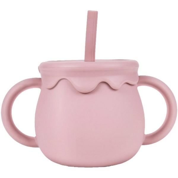 Little Cloud Baby Honey Pot Multi Silicone Straw Cup 250ml, 1 Piece, Rose Pink