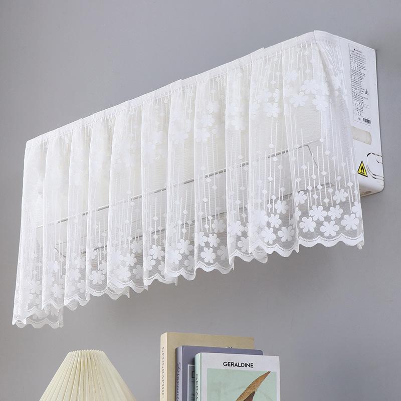 Elegant Lace Embroidered Design Anti-Direct Blowing Air Conditioner Covers Cloth Wall-Mounted Dust-Proof Case Home Decoration