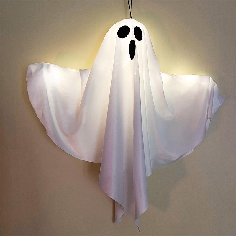 Halloween Party LED Glow Ghost Home Indoor Outdoor Decoration Supplies Haunted House Bar Hanging Horror Props with Lights