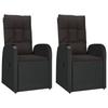 3 Piece Garden Lounge Set Black Poly Rattan Solid Acacia Wood