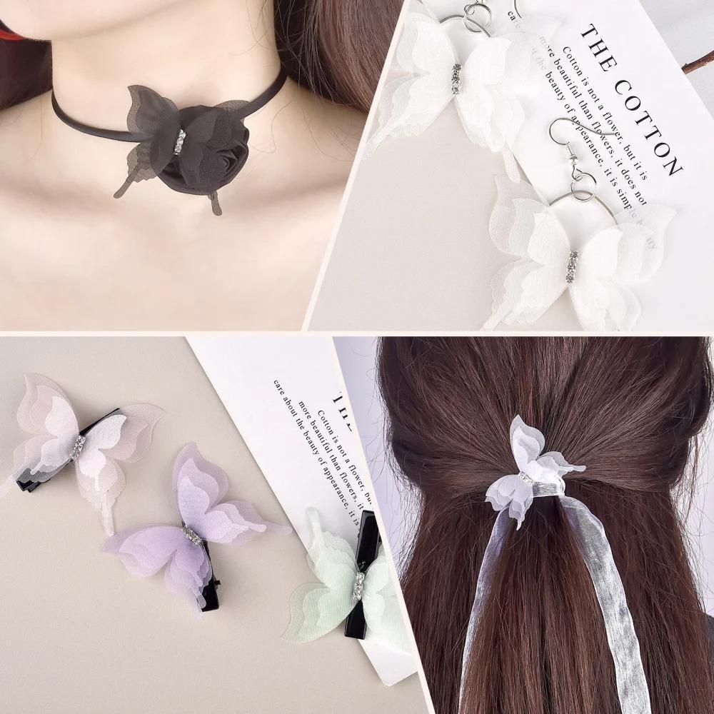 20 шт. 5 см шифоновая бабочка градиент цвета имитация сетки бабочка нашивка материалы для дизайна одежды