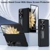 Luxury Bracket PU Leather Screen Glass Film Case for Honor Magic V2 Phone Cases Hinge Protector Cover Stand  Funda