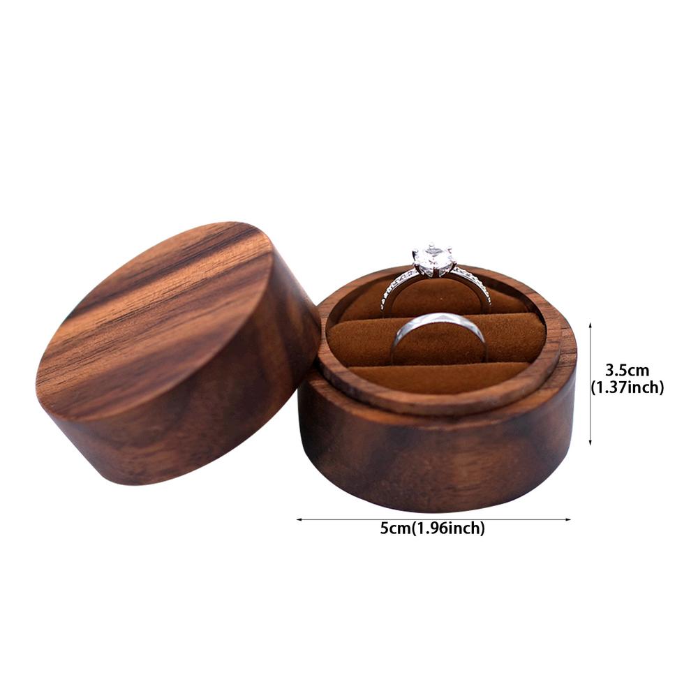 Дизайн круглого окна Кольцо из массива черного ореха Элегантная упаковка Роскошное ощущение День свадьбы Круглый держатель для помолвочного кольца