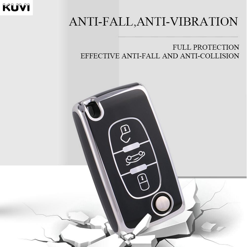 TPU Чехол-книжка для брелока автомобиля Citroen C2 C3 C4 C5 C6 Xsara Berlingo Для Peugeot 207 307 308 407 607 807 Защитный чехол для брелока
