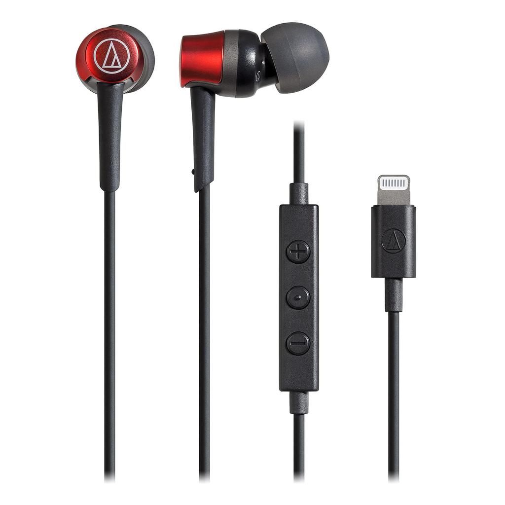 Audio Technica RD Earphone with Microphone Lightning Cable Canal Type Red Small ATH-CKD3Li 1.2m