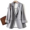 Ladies Long Sleeve Spring Casual Blazer Fashion Business Plaid Suits Coats Plus Size