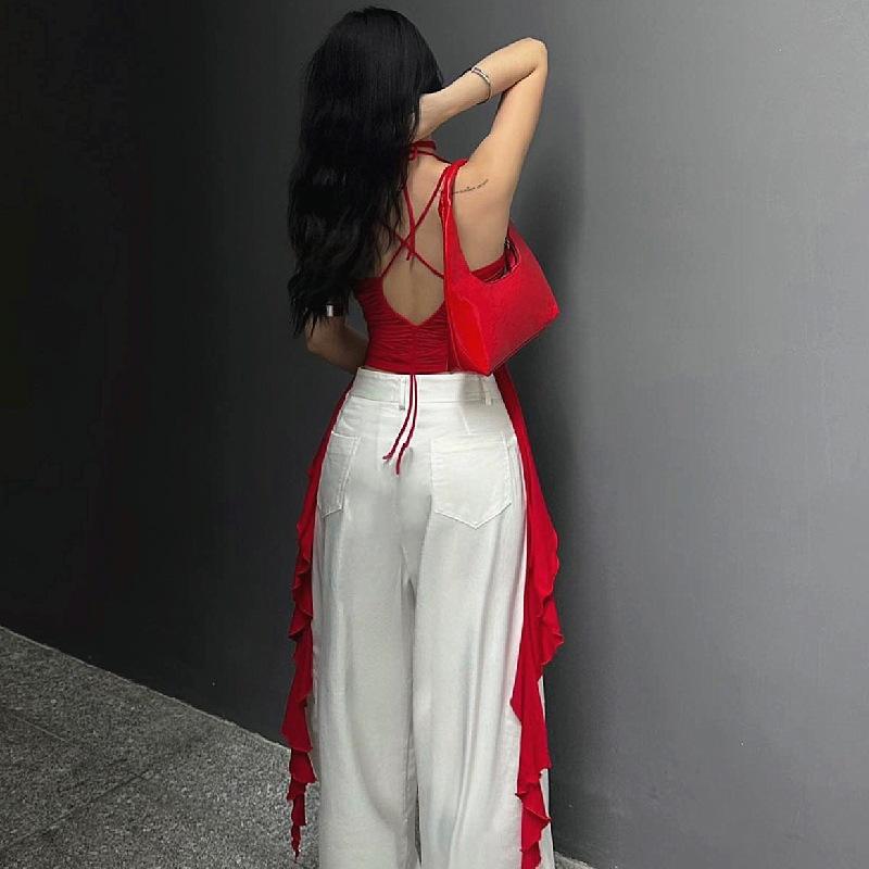 Женская мода однотонная без рукавов с v-образным вырезом и бантом, повседневная майка, жилет, блузка