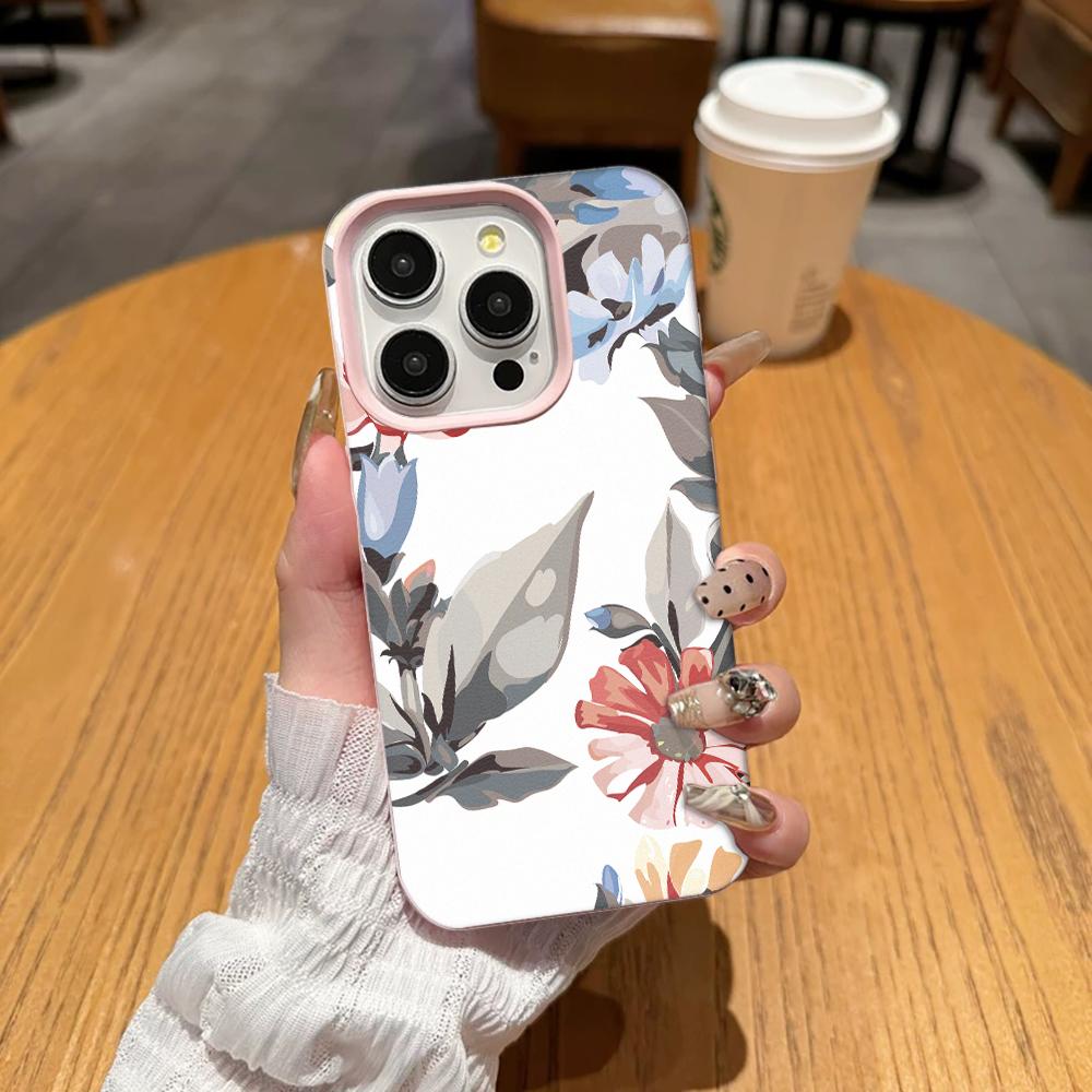 Fresh Flower Pattern Phone Case For Iphone 17 13 16 Plus 11 Pro Max 12 15 14 17E 16E Non-Yellowing Shockproof Back Cover