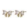 S925 Silver Bow Stud Earrings With Cubic Zirconia Unique Elegant Design Light Luxury Jewelry For Women