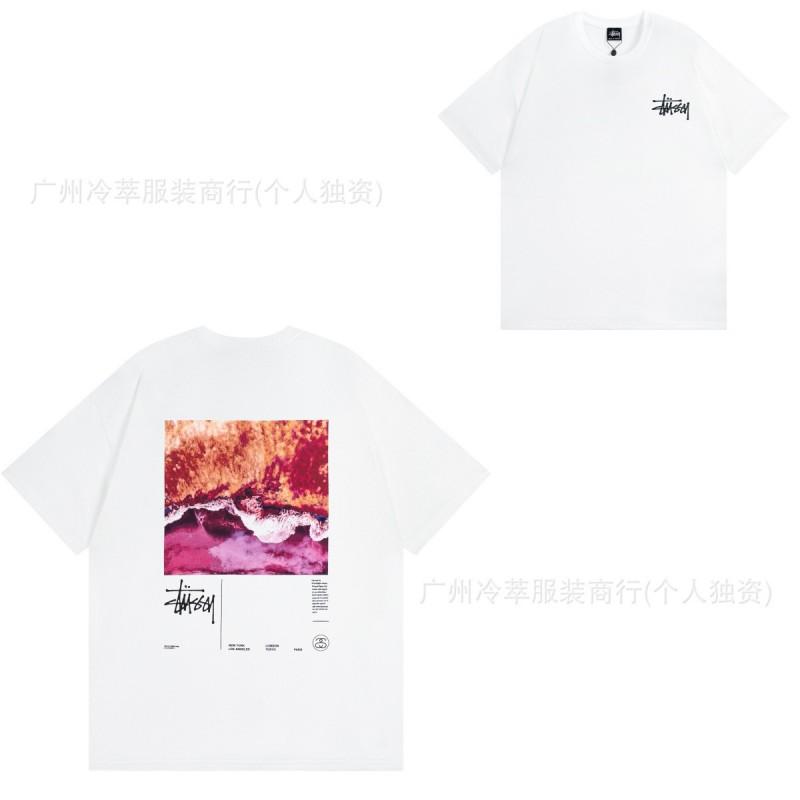 STU American Vintage Graphic T-Shirt Couples White Collection Short Sleeve Men Women Casual