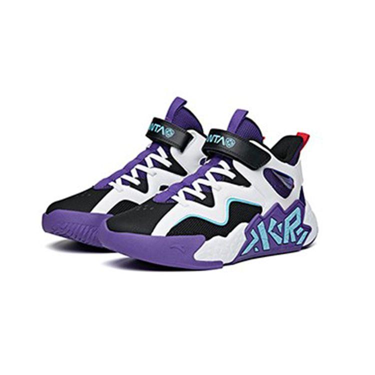 Anta Баскетбольные кроссовки Kids Cement Nemesis Velcro с нескользящей подошвой, амортизирующие, износостойкие, дышащие, средней высоты, детские баскетбольные кроссовки A312131153A-3