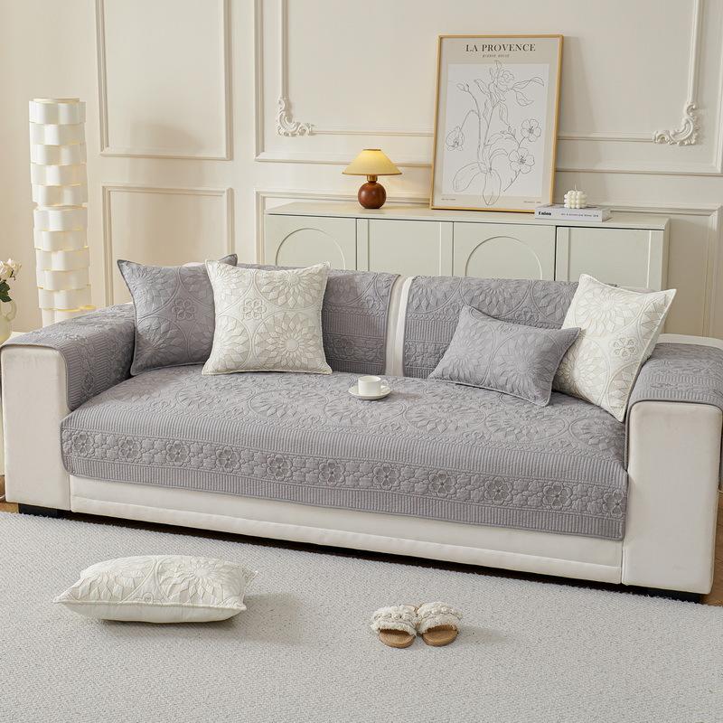 All-Season Universal Cotton Sofa Cushion Fabric Non-Slip Embroidery Sofa Cover Simple Sofa Towel New Seat Cushion