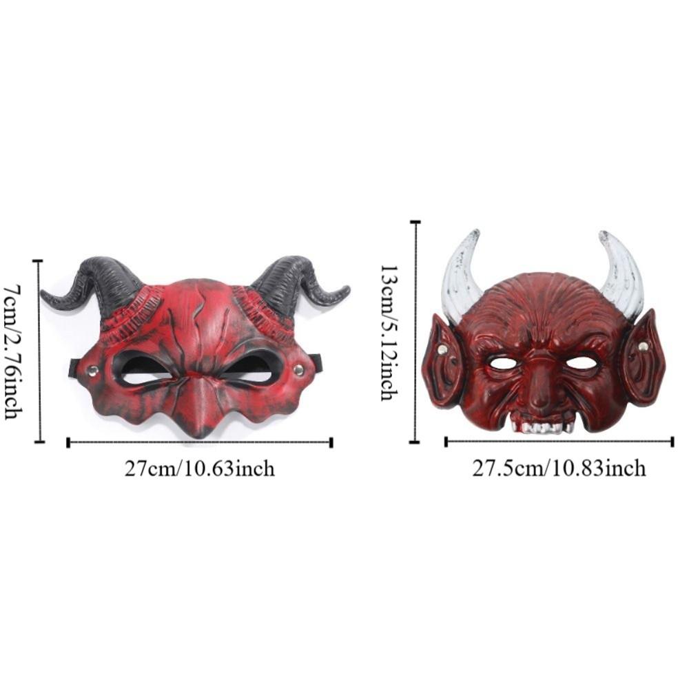 PU Leather Goat Horn Mask Cattle Cosplay Masquerade Halloween Mask Demon Half Face Cover Cosplay Masquerade Unisex