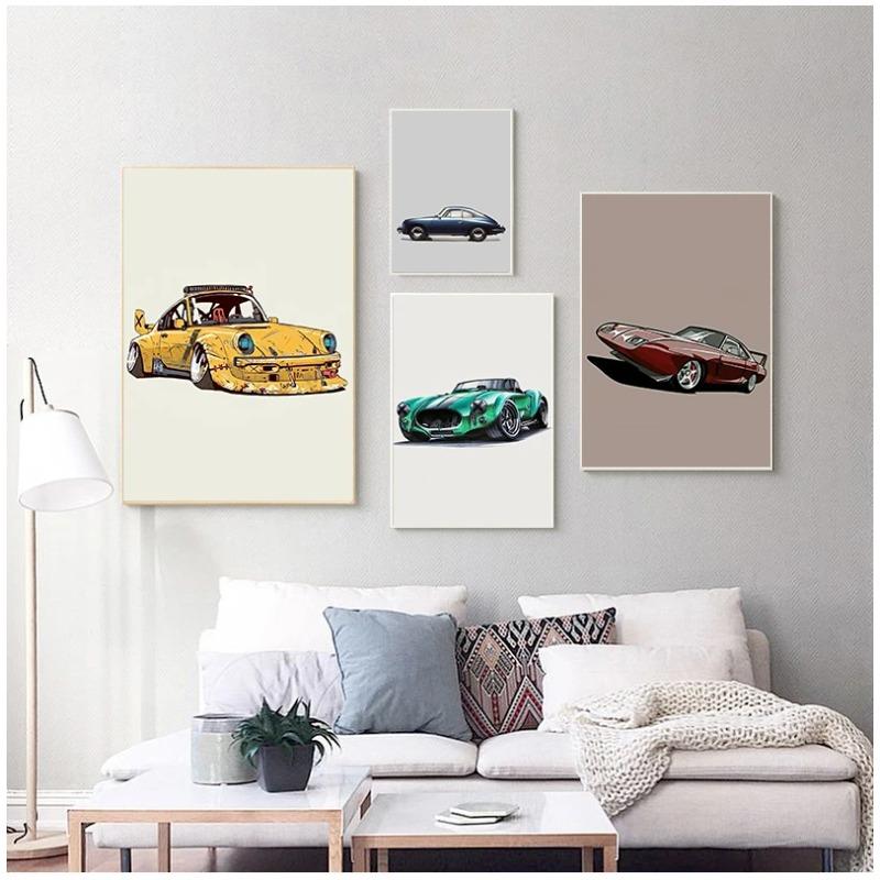Крутое изображение автомобиля, холст, картина, настенное искусство Cartel De Coche, плакаты на скандинавскую тему и принты, постер, автомобильные украшения, без рамки