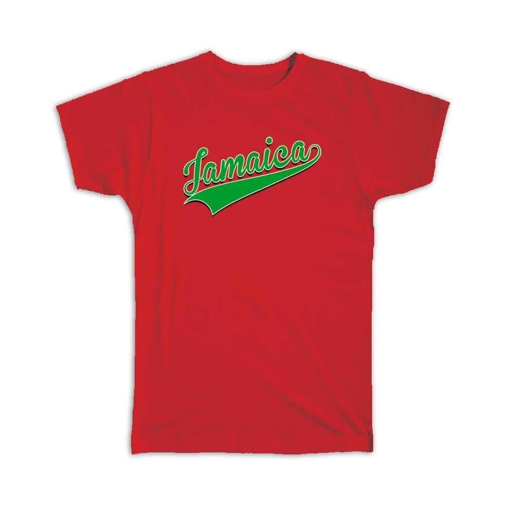 Gift T-Shirt : Jamaica Flag Varsity Script Baseball Beisbol Country Pride