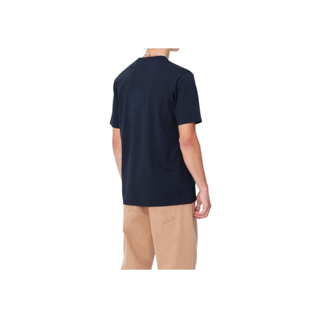 Carhartt WIP Мужская футболка с буквенным принтом, круглый вырез, короткий рукав, темно-синяя I031047-2DD-XX