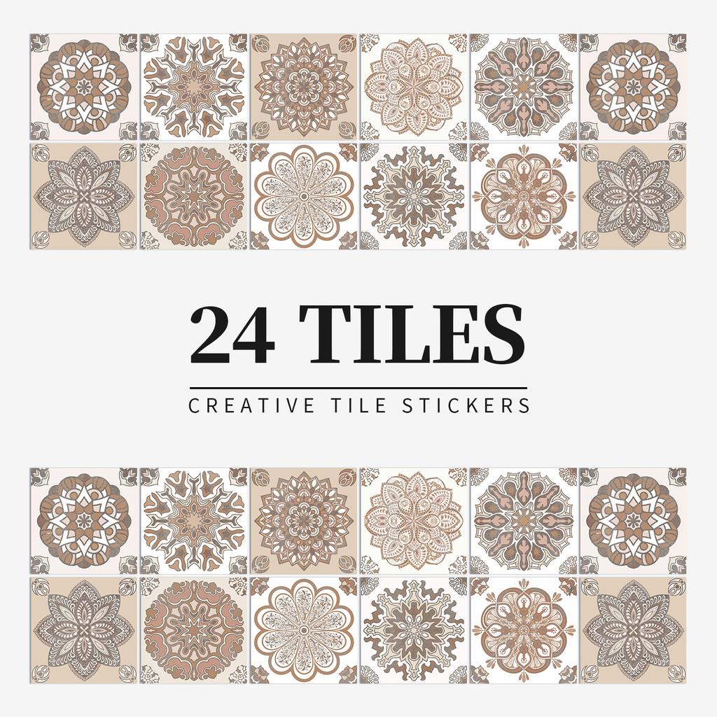 24 Pieces European Pattern Self-Adhesive Tile Sticker Waterproof And Oil-Proof Kitchen Bathroom Wall Decoration Matte Film Pvc Wall Sticker