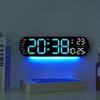 Large Digital LED Wall Clock with Atmosphere Light Wall-mounted Adjustable Brightness Remote Control Electronic Alarm Clock