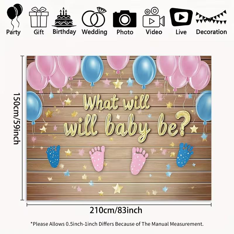 2D Pink Blue Balloon Gender Reveal Photography Background Cloth