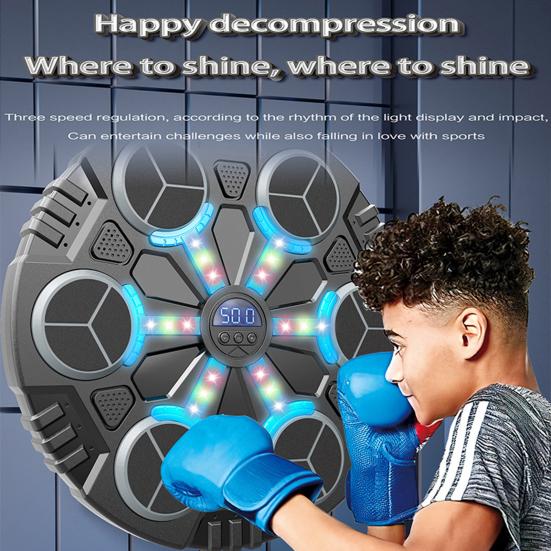 Music Boxing Machine with Gloves Wall Mounted 3 Speed Adjustable Smart LED Boxing