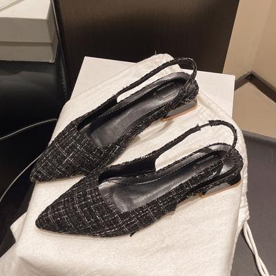 Сандалии на высоком каблуке с острым носком из морской соли, черные, белые, с открытой пяткой, туфли-лодочки, модные, универсальные, нарядные туфли