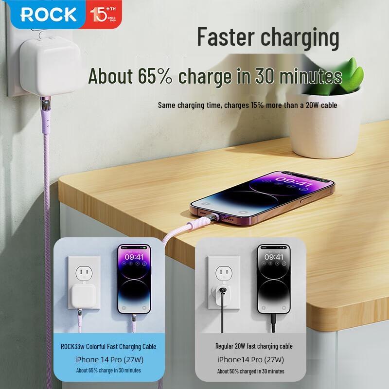 ROCK Z21 PD33W Transparent USB-C to Lightning Fast Charging Cable