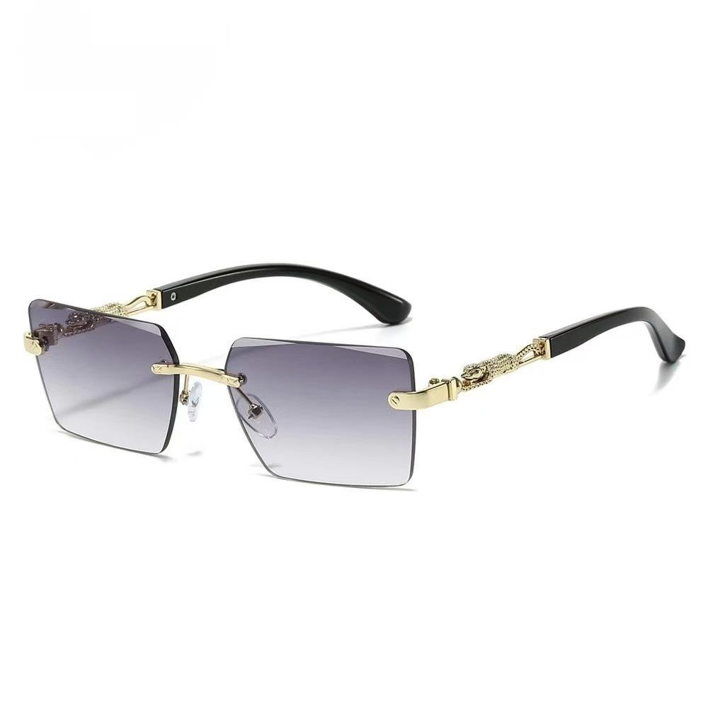 New borderless sliced fashion sunglasses European and American personalized leopard decoration personalized trimmed PC sunglasses