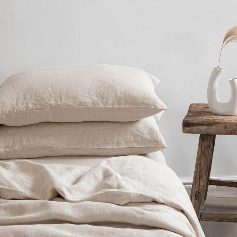Natural Hemp Pillowcase 48x74cm Breathable Linen Cotton Blend Single Envelope Style Modern Minimalist Bedding
