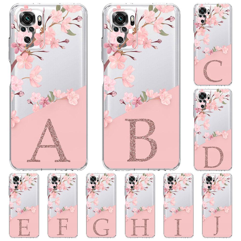 Чехол Cherry Flower Letter AB для Xiaomi Redmi Note 11 10 9 8 Pro 10S 9S 9A 9C 9T 10C K40 7 8T прозрачный мягкий силиконовый чехол для телефона