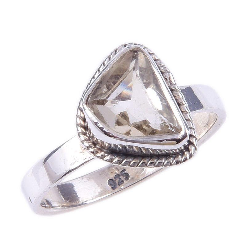 Кольцо ручной работы из чистого серебра 925 пробы с натуральным зеленым аметистом S.6 Z1f71