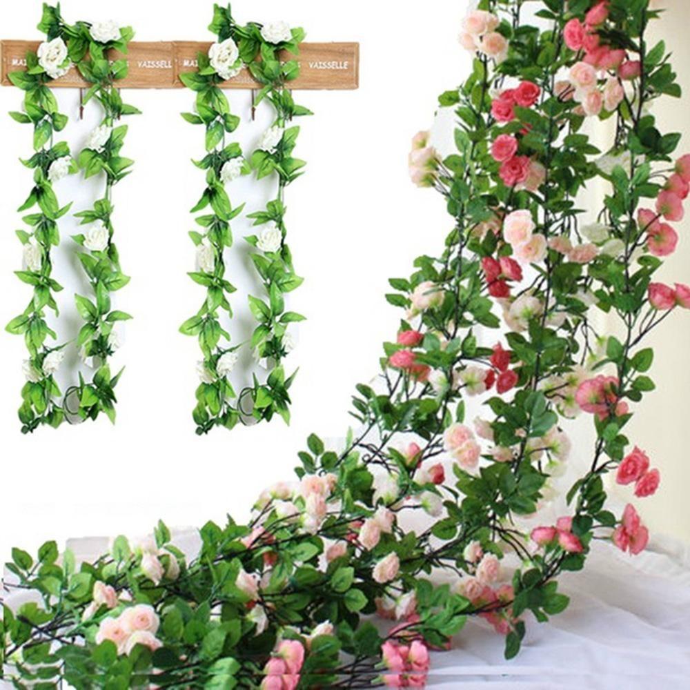 Гирлянда Декор для вечеринки Искусственные украшения Зеленые листья Искусственный цветок Виноградная лоза Сухоцветы Роза