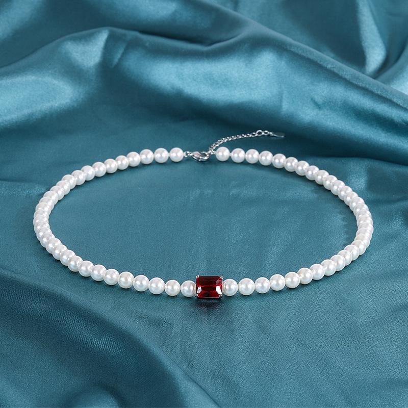 New Fashionable And Retro Australian Shell Pearl Metal Artificial Color Treasure Mixed And Matched Necklace, Women'S Necklace High Sense