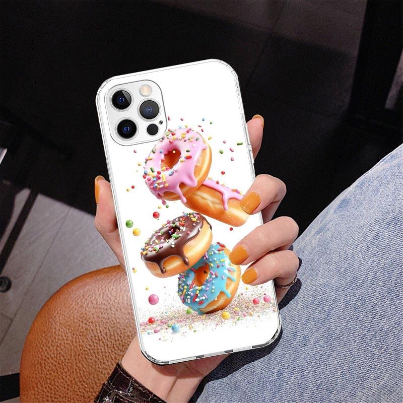 Чехол для телефона Macaron Ice Cream Cake Doughnut для iPhone 17 Air 16 Pro Max 16E 15 + 14 Plus 11 12 13 Mini 7 8 SE Подарочная печатная крышка F