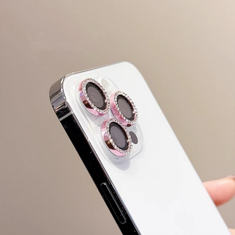 Роскошный защитный чехол для объектива камеры из 2-3 предметов для iPhone 16, 15, 14 Plus, 13, 11 Pro Max, 12 Mini, 15plus, для девочек, блестящая, алмазная, металлическая защитная стеклянная пленка