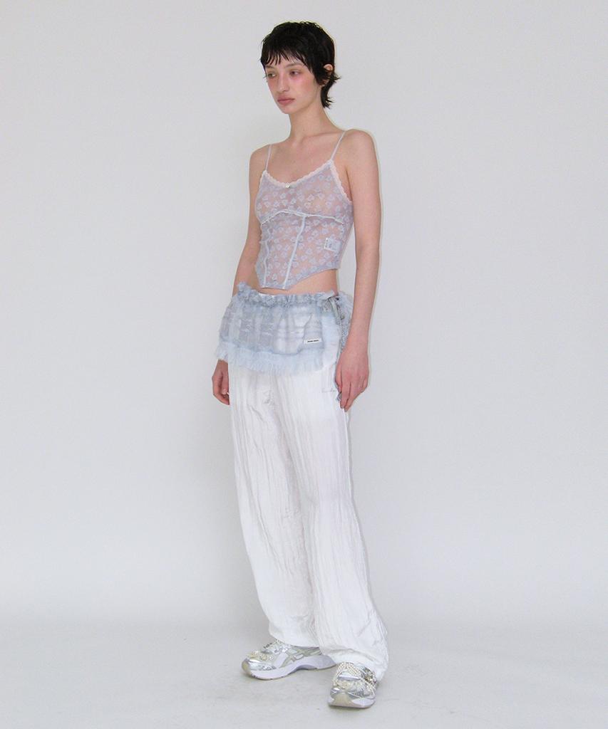 CRANK Frill Line Wrinkle Pants_White