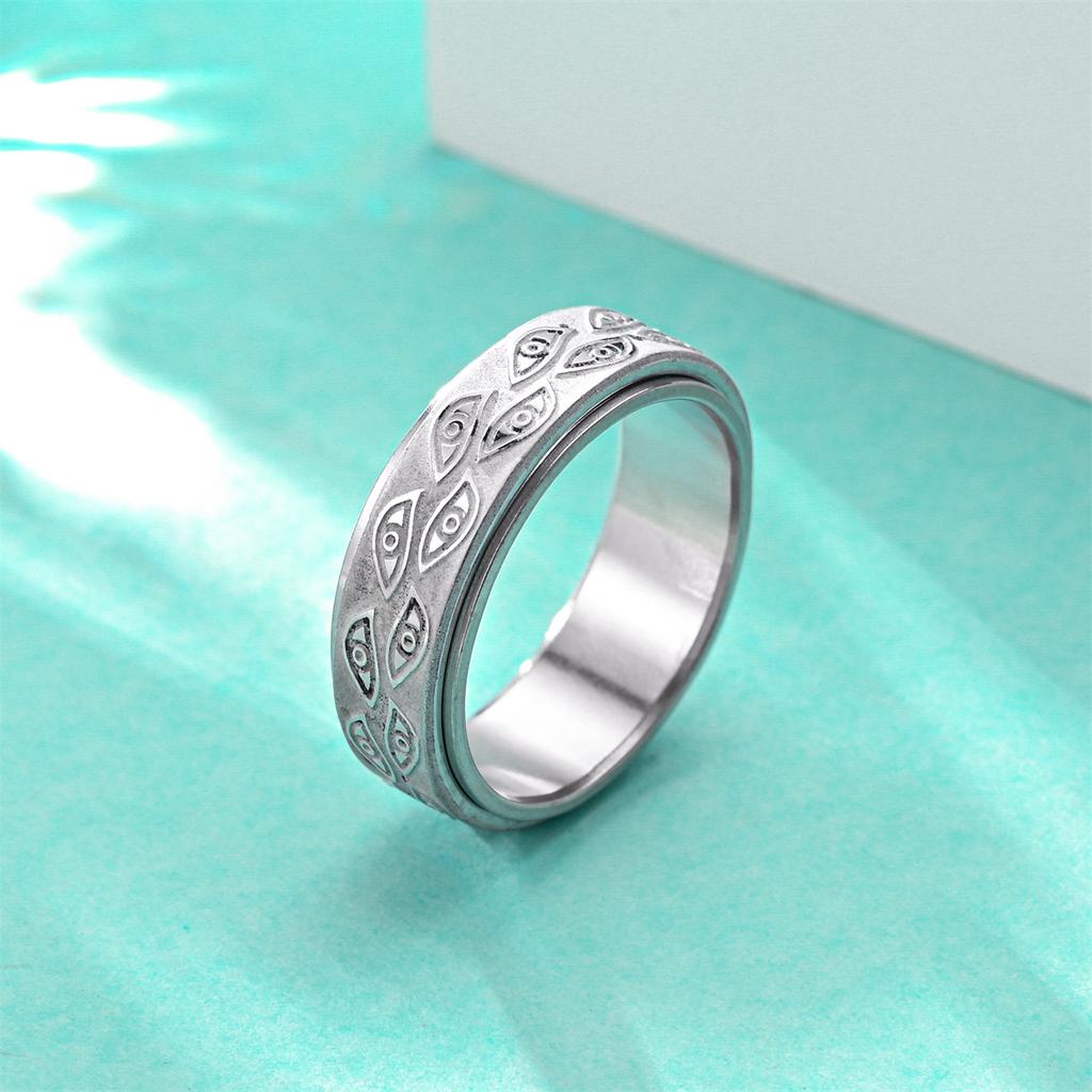 Fashionable Decompression Corrosive Devil's Eye Fashionable Trendy Rotatable Men's Ring