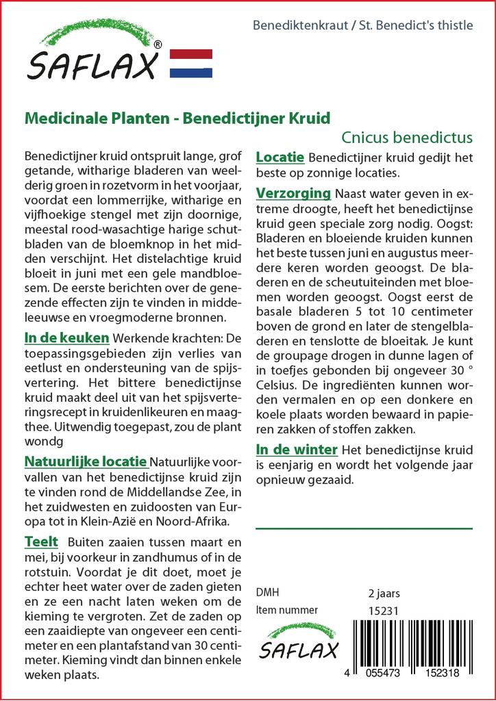 SAFLAX Сад в мешке - ул.. Чертополох Бенедикта - 50 семян - С субстратом в подходящем стоячем пакете - Cnicus benedictus