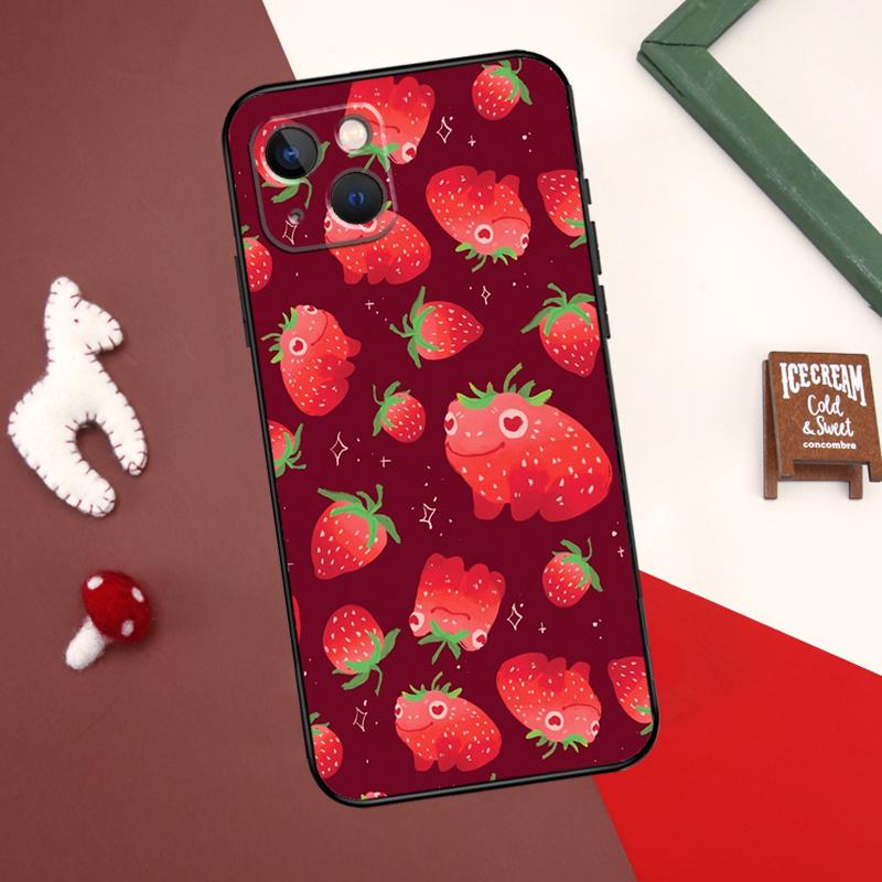 Чехол Cottagecore Fruit Strawberry Frog для iPhone X XR XS Max 12 13 Mini 7 8 Plus SE 2020 11 12 13 14 15 Pro Max задняя крышка