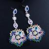 WWJ Luxury Multi Colors Zircon Long Drop Earrings Women CZ Party Costume Jewelry