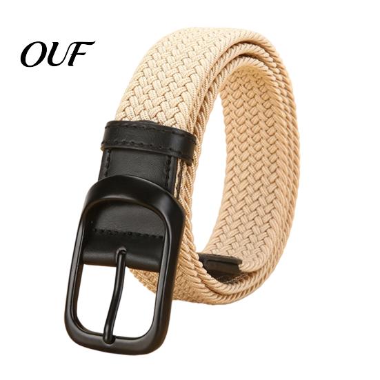 Comfortable Fabric Belt Elastic Woven for Women, No Punching Adjustable Waist with Retro Metal Pin Buckle, Casual Stretchy Jeans And Dresses