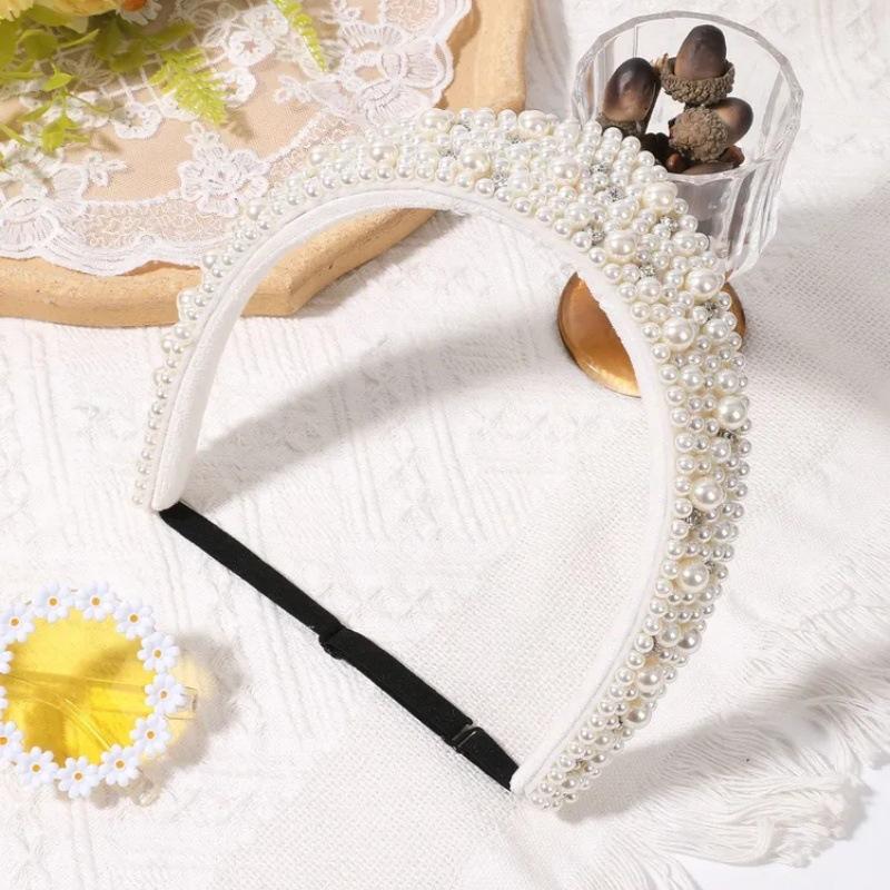 Headband hand-sewn white pearl rhinestone niche fashion simple