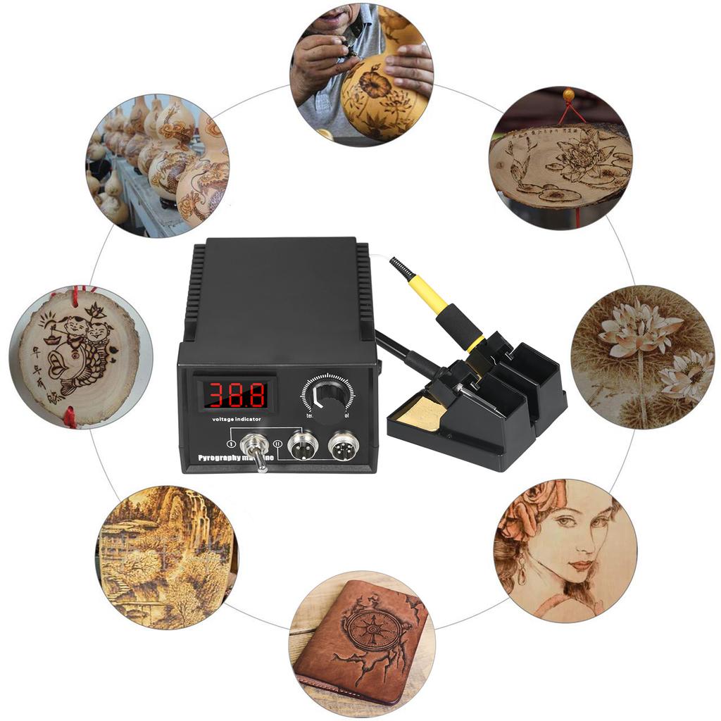 60W 220V 55-Piece Woodburner Pyrography Wood Leather Burning Tool Kit Adjustable Temperature 32 Fahrenheit  To