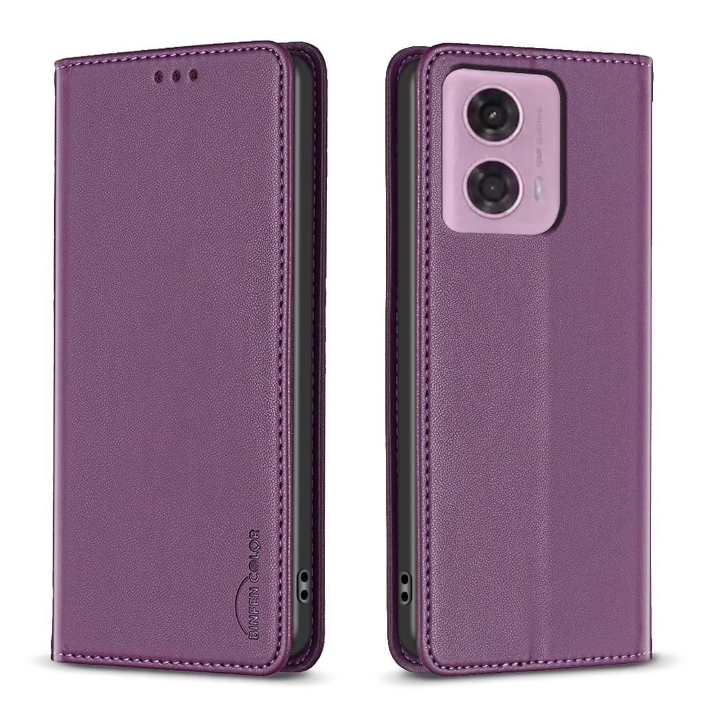 BINFEN COLOR BF18 Кожаный чехол-подставка для телефона с отделениями для карт для Motorola Moto E14 4G/G04 4G/G04s 4G/G24 4G