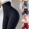 High Waist Fitness Legging Solid Color Skinny Elastic Leggings Double Breasted Workout Training Sports Yoga Pants Women's Autumn Tights