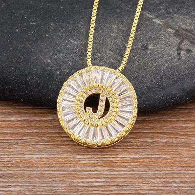 Nidin Name Initials A-Z 26 Zircon Letters Necklace Gold Color Alphabet Clavicle Chain Choker For Women Pendant Collar Jewelry
